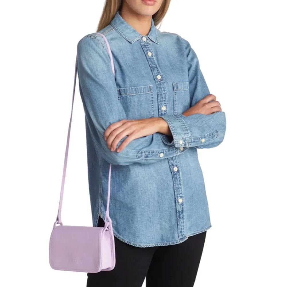 NWT $330 Longchamp Le Foulonné Leather Wallet Crossbody Bag in Lilac! - Picture 2 of 16